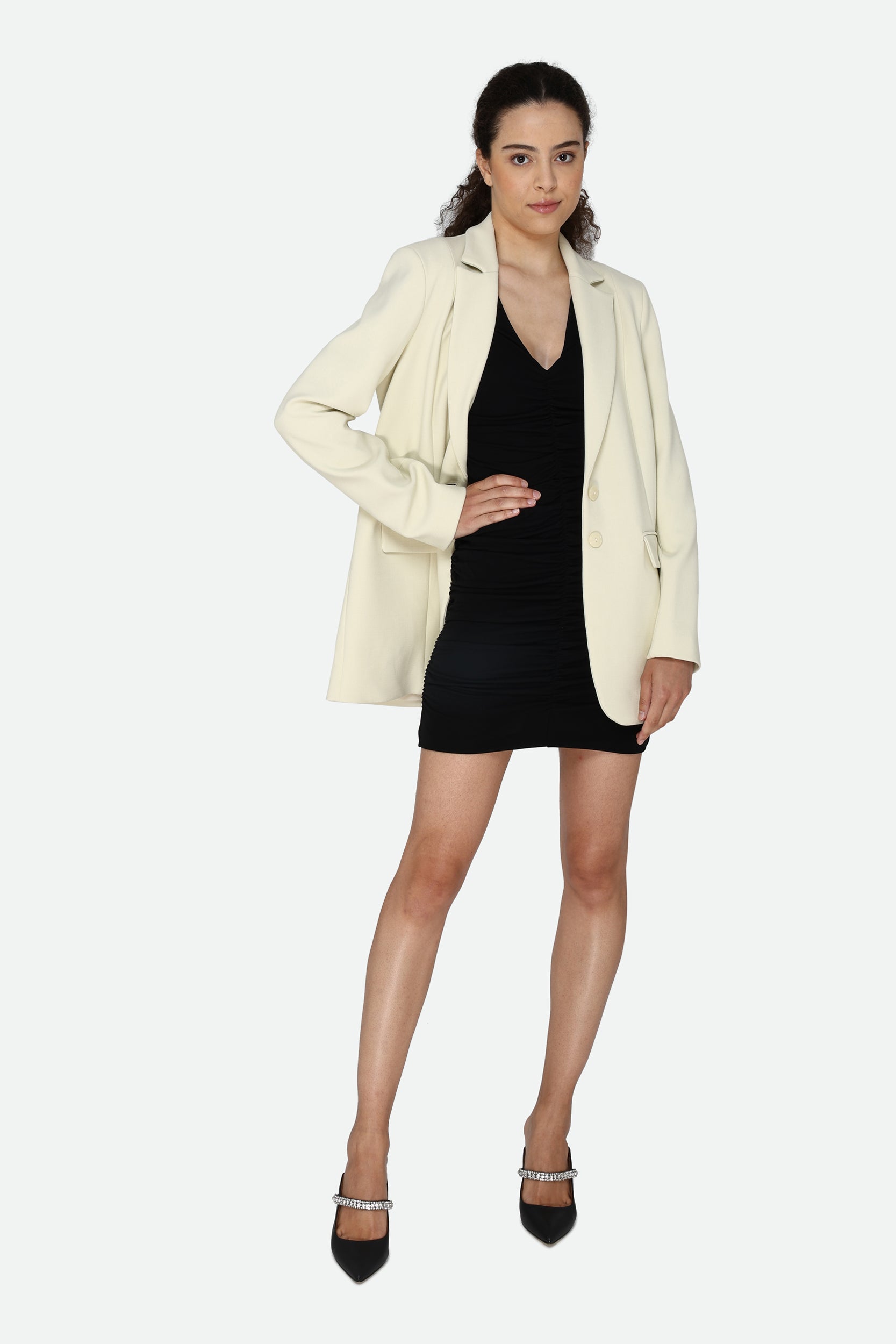 Einreihiger cremefarbener Blazer Patrizia Pepe