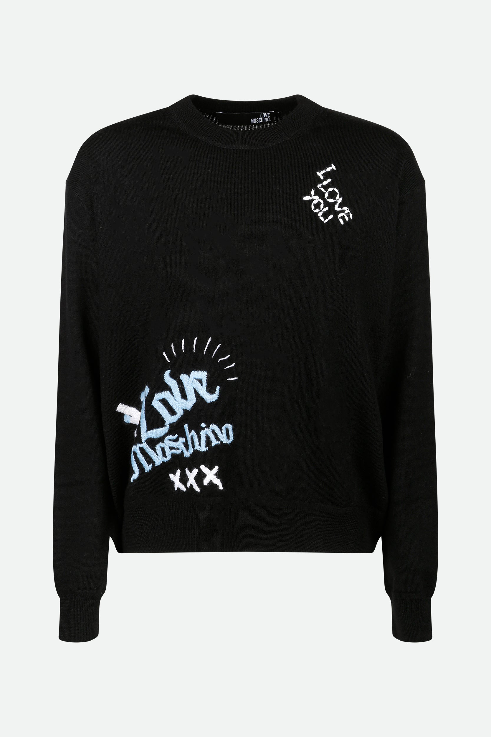 Ich liebe Schwarz Pullover Moschino