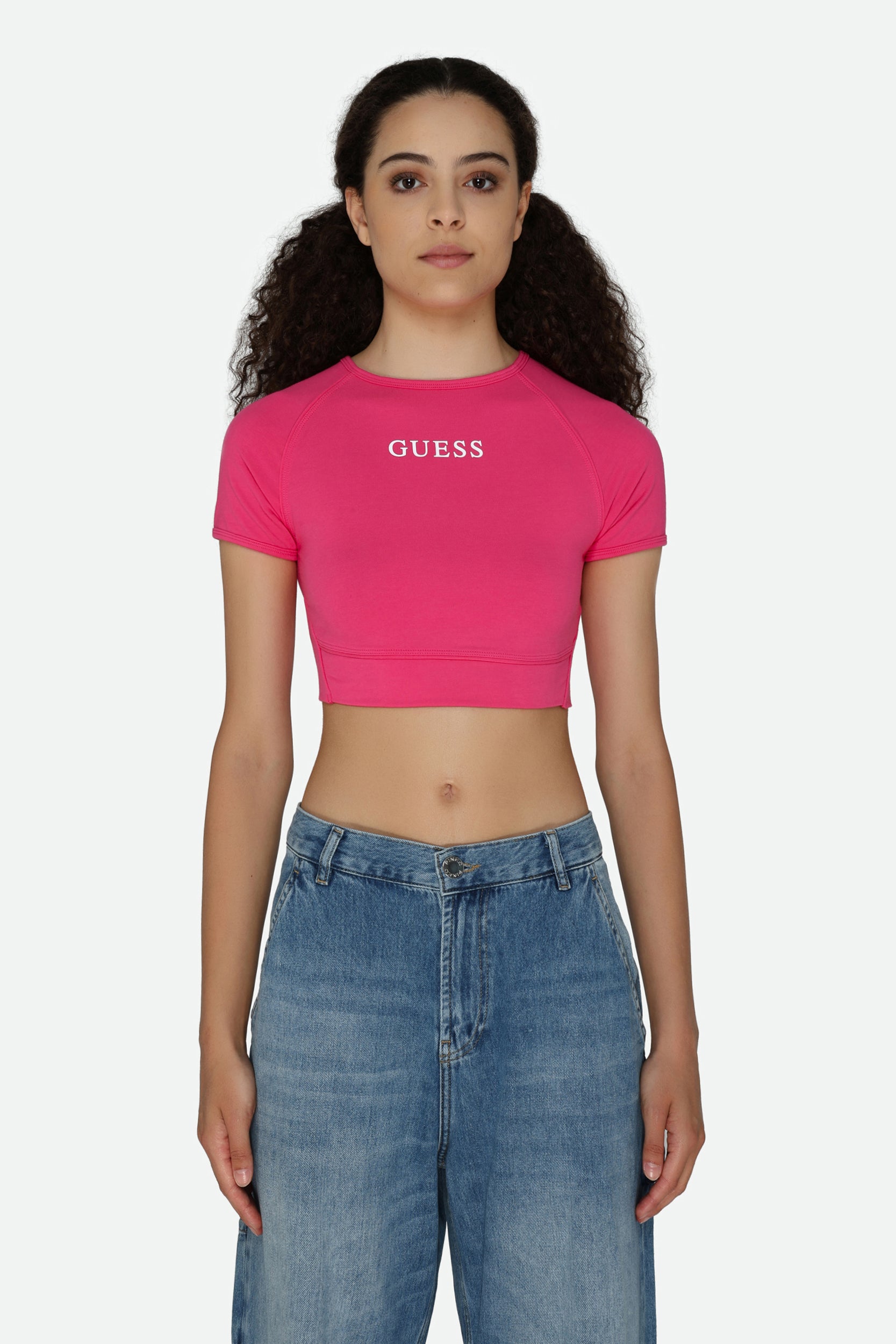 Guess T-Shirt Crop Fuchsie