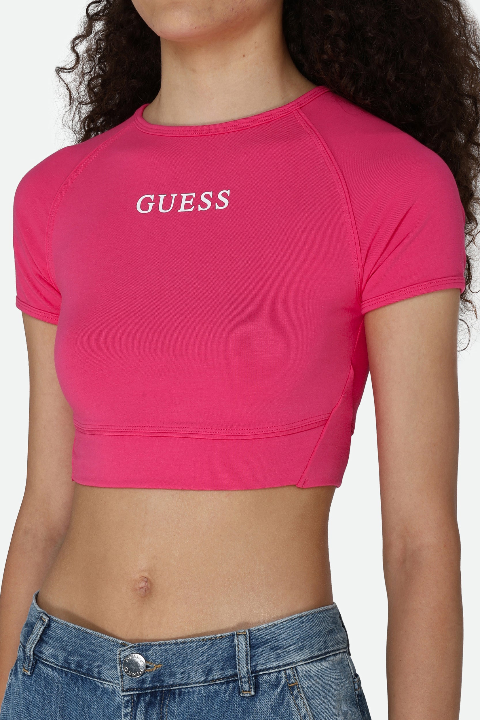 Guess T-Shirt Crop Fuchsie