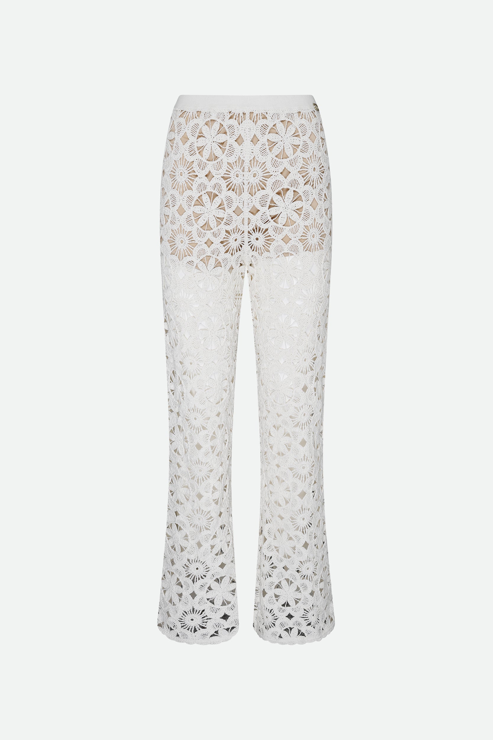 Twinset Pantalone Crochet Bianco