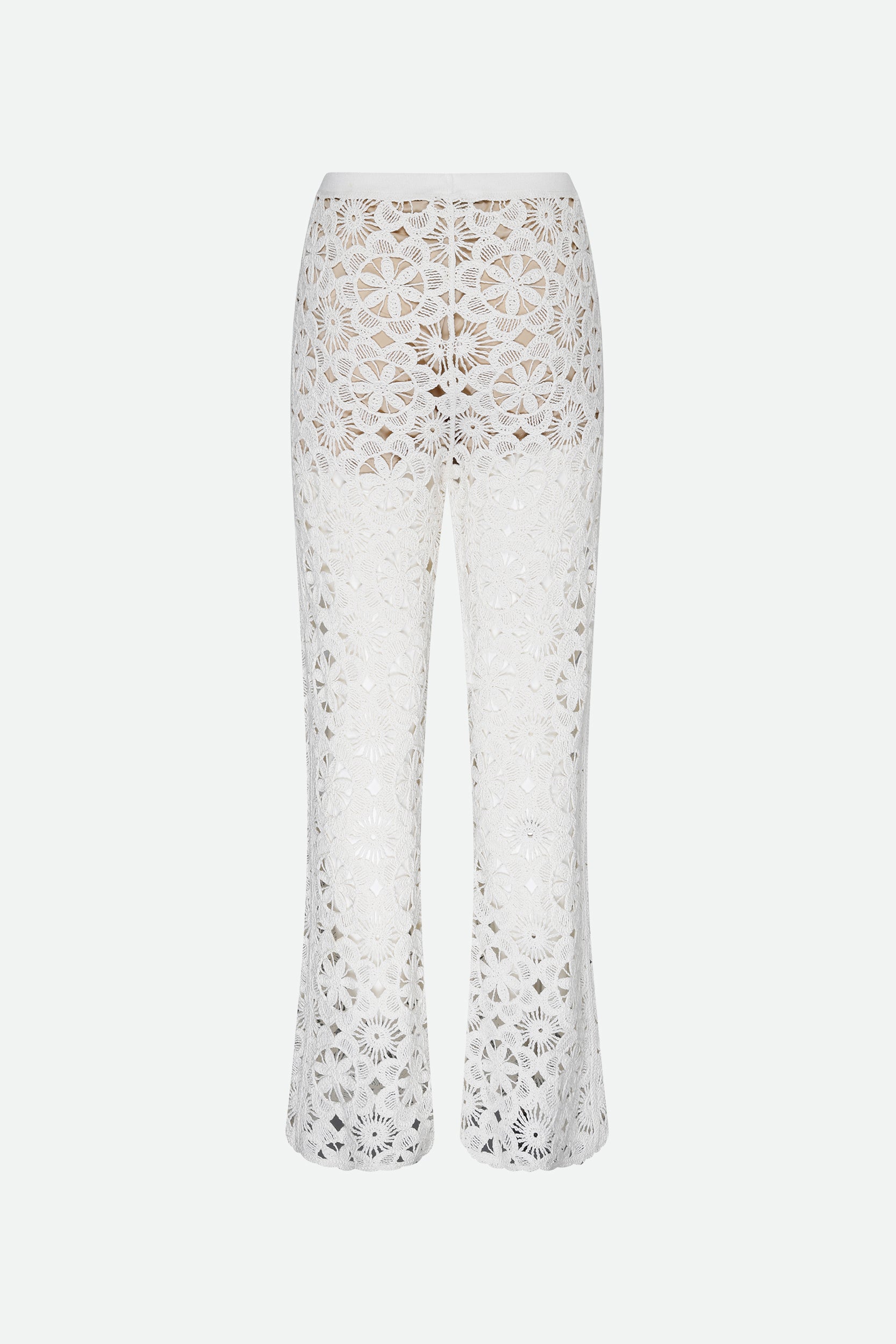 Twinset Pantalone Crochet Bianco