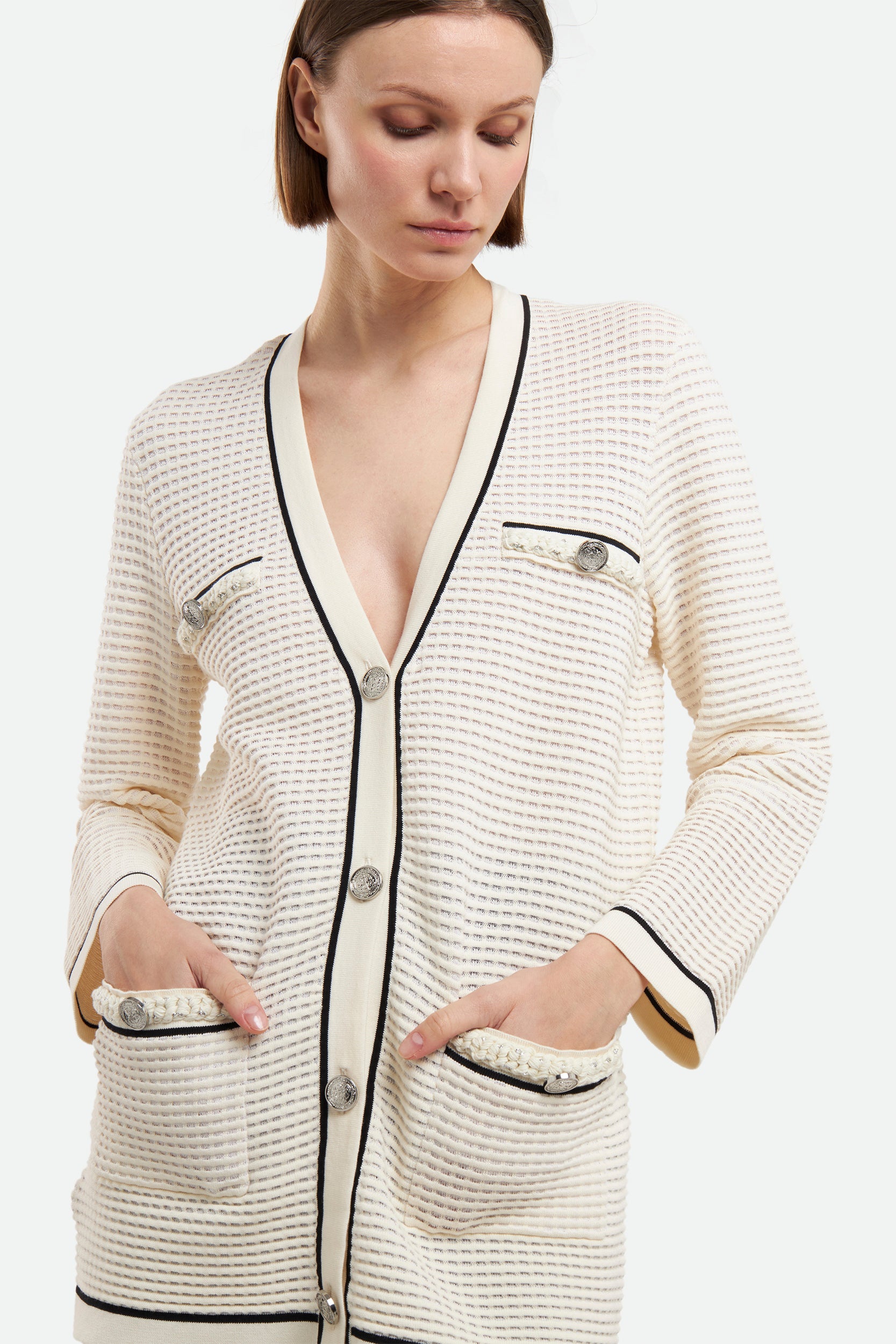 Pinko Weiße Strickjacke