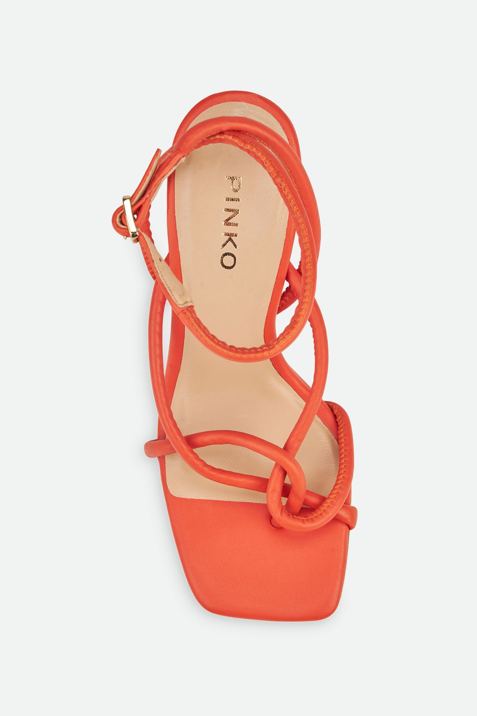 Pinko Orangefarbene Ledersandale