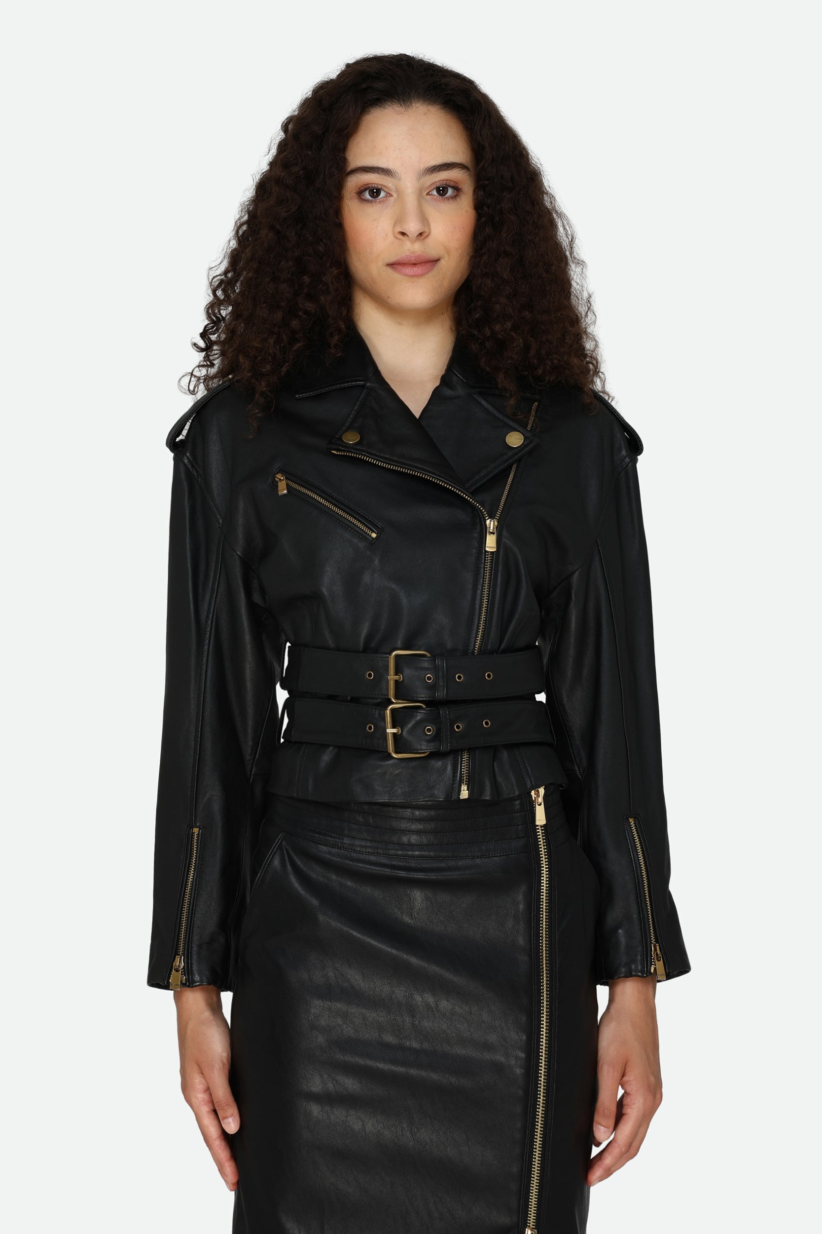 Pinko Schwarz Lederjacke