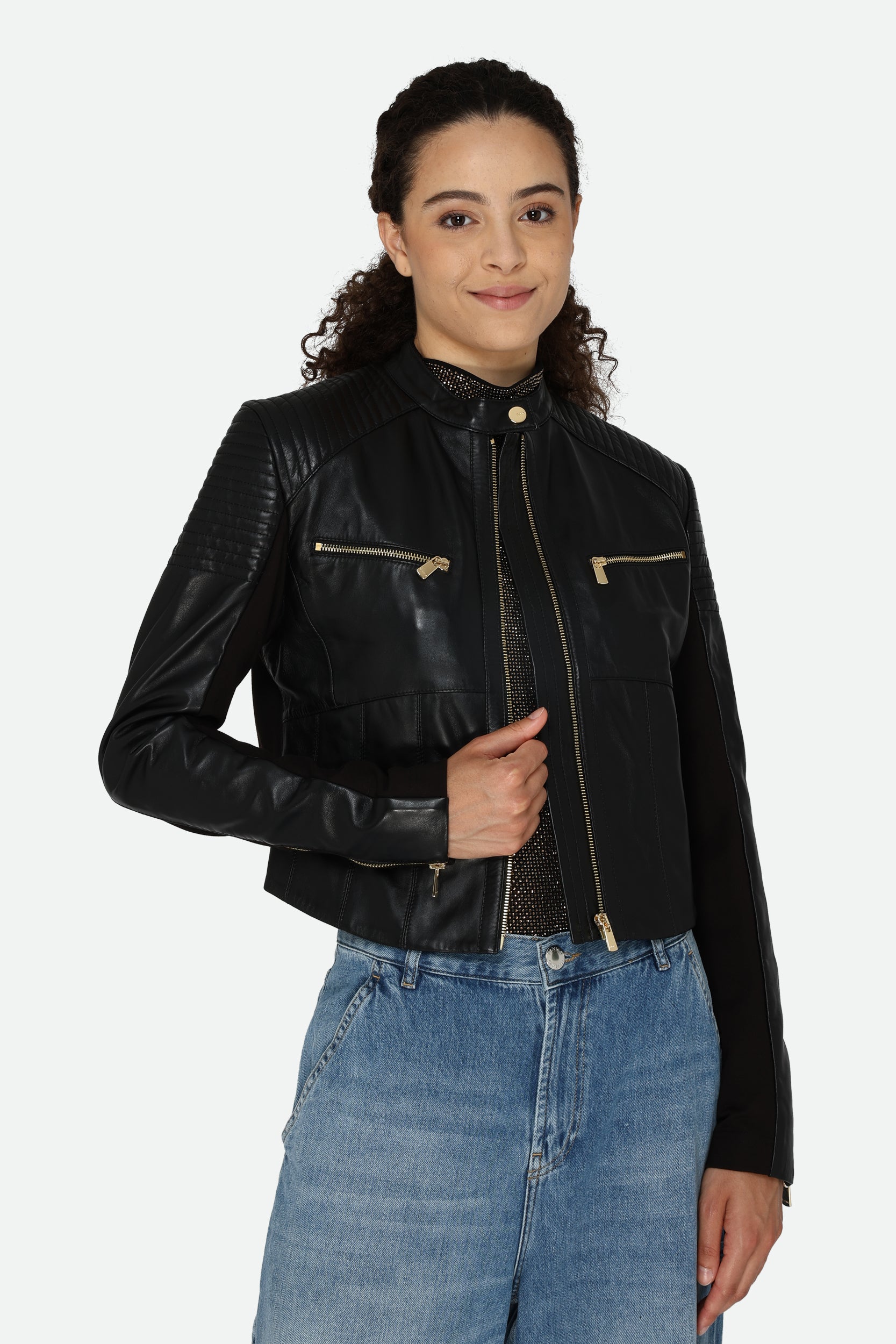 Pinko Schwarz Lederjacke