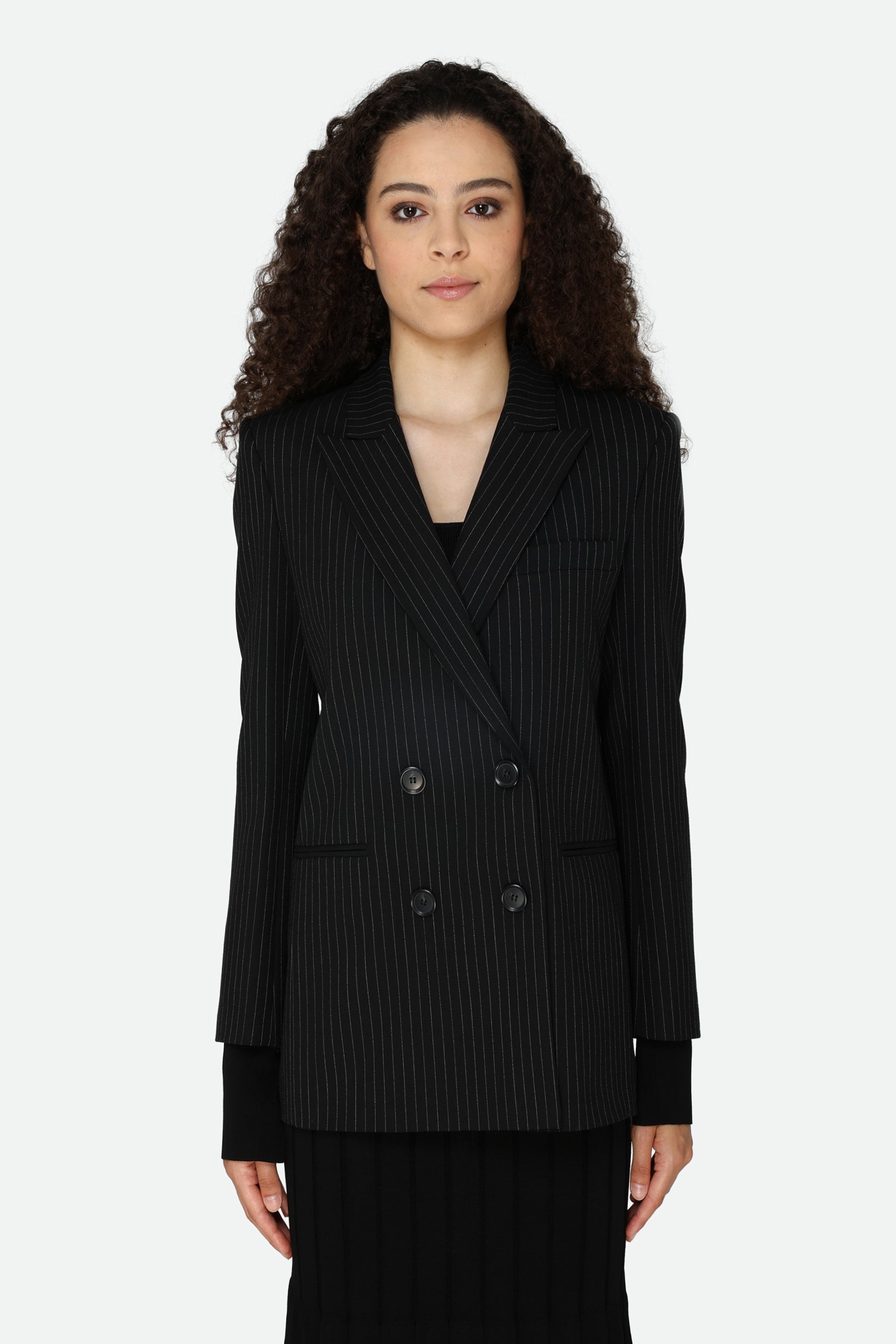 Pinko Schwarz Nadelstreifenblazer