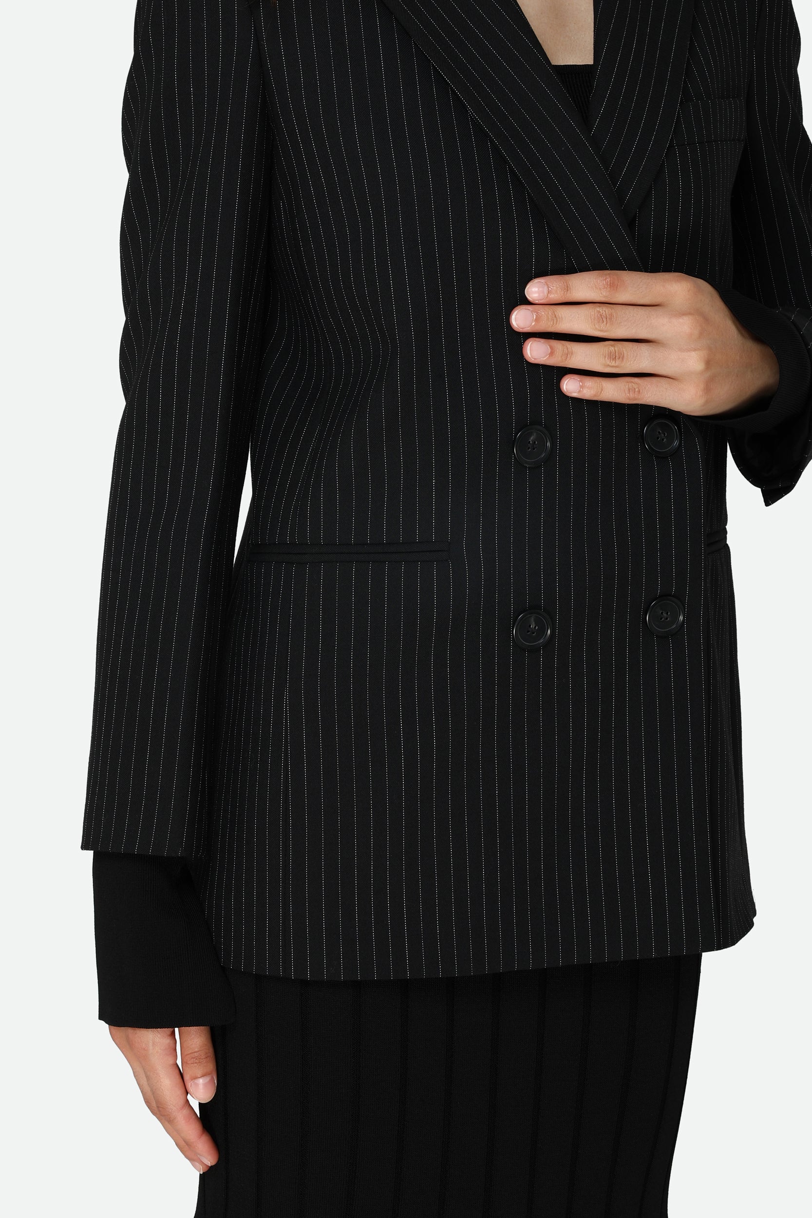 Pinko Schwarz Nadelstreifenblazer