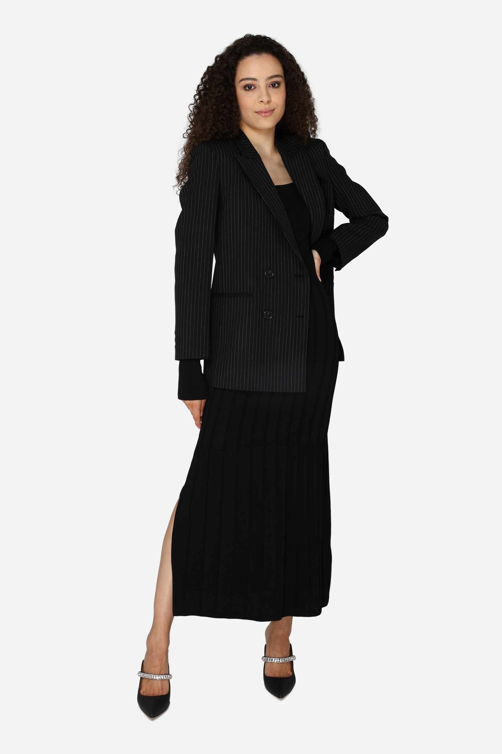 Pinko Schwarz Nadelstreifenblazer