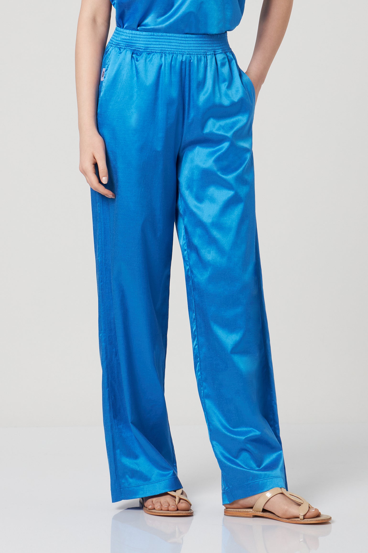 JIJIL Blau Palazzo-Hose aus Satin