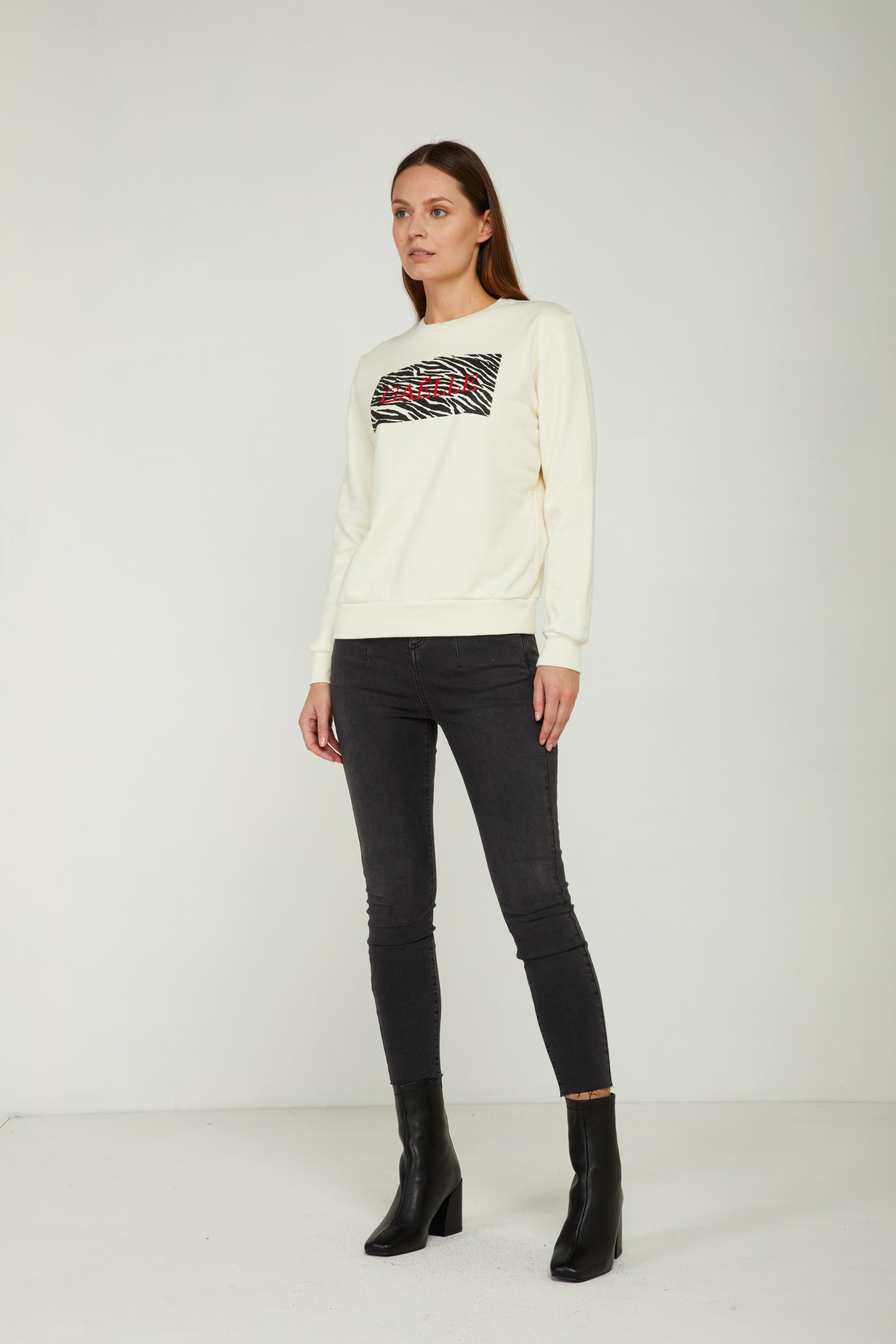 GAELLE Weiße Sweatshirt mit Animal-Print