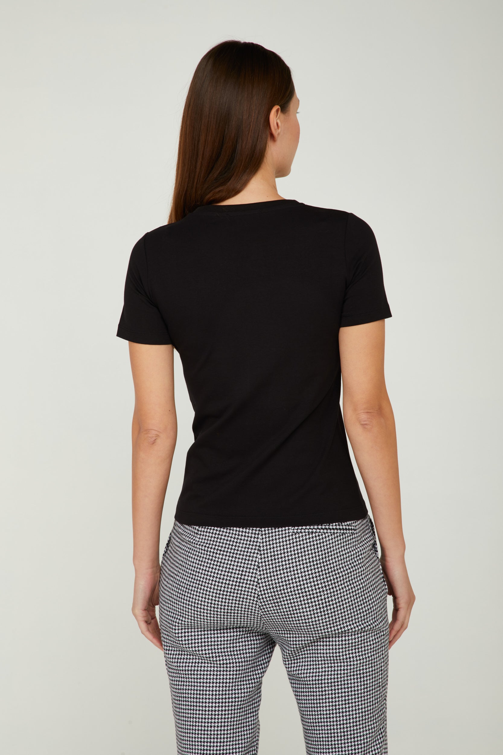 GAELLE Schwarz T-Shirt mit Strass-Logo